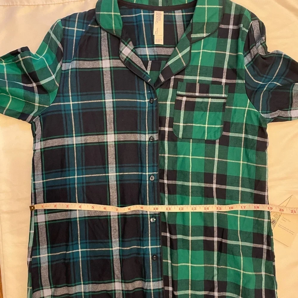 NWT Stars Above size small plaid green button up pajama shirt - Picture 8 of 12